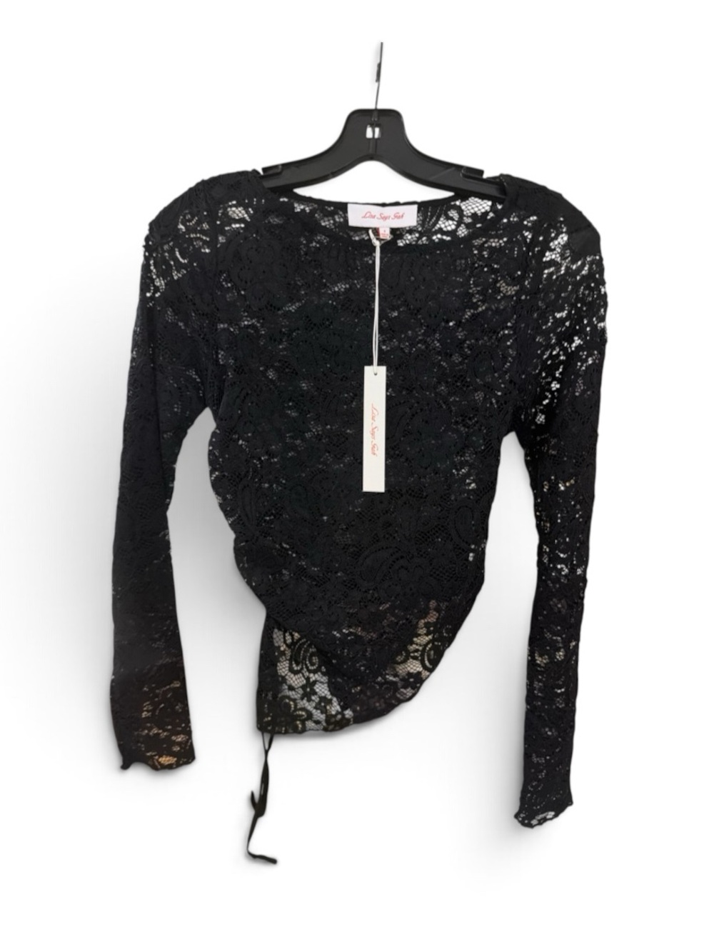 Lisa Says Gah Women's Black Lace Long-Sleeve Top